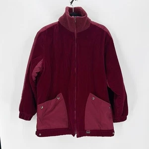 Vintage Ispo International Corduroy maroon Sherpa lined hooded Jacket Size 38/M - Picture 1 of 10