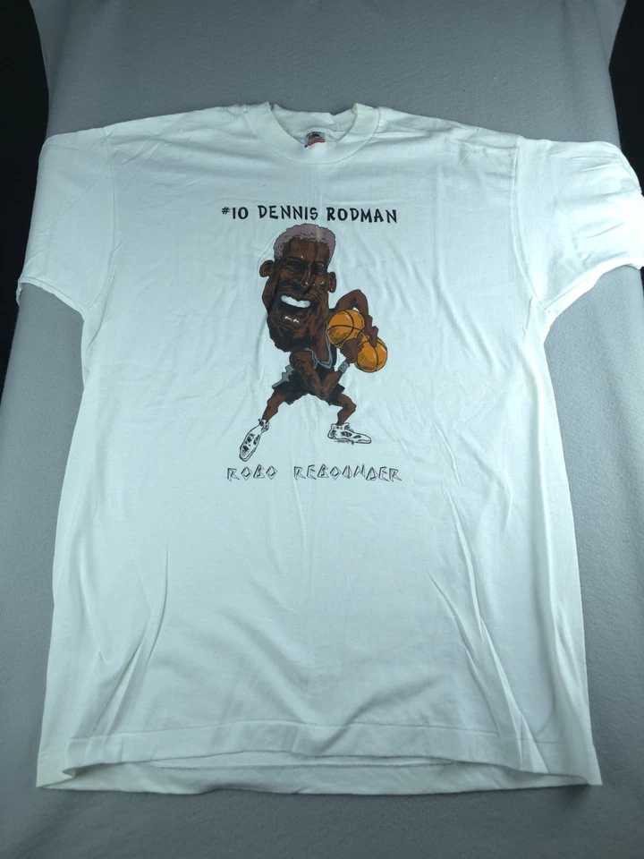 Vintage 90's NBA San Antonio Spurs Basketball Dennis Rodman Caricature XL Rare T - Image 1 of 4