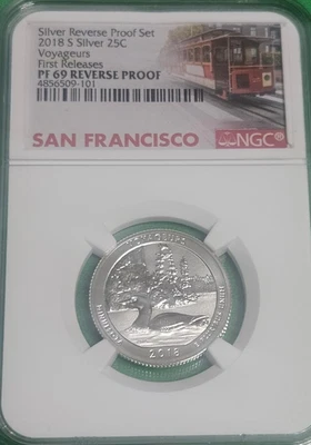 2018-S Silver Voyageurs National Park Reverse Graded Proof PF 69 - Image 1 of 4