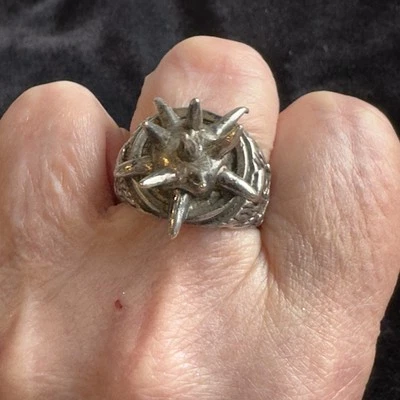 G&S Helmet Skull Biker Ring Spiked Sz 10 1980/90's Vintage or Gothic Style - Image 1 of 4
