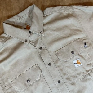 Carhartt FR Shirt Tan Long Sleeve Button Down Flame Resistant Men Medium 294-62 - Picture 1 of 10