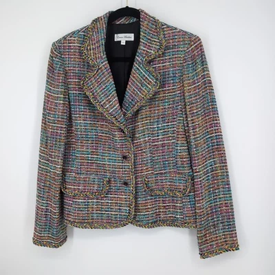 Blazer de tweed para mujer Enrico Baldini talla 10 pastel arco iris multicolor mezcla de algodón Foto 1 de 4