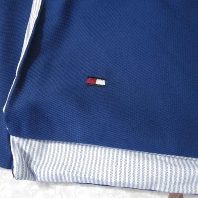 Tommy Hilfiger King Comforter Set 3 Piece Marine Blue Micro Pique Cotton Bedding - Image 1 of 4