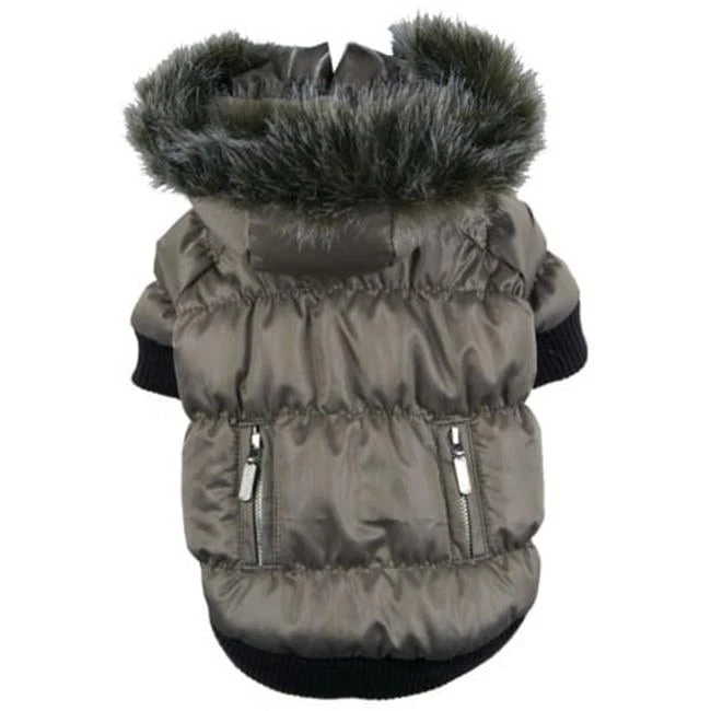 Parka de moda Pet Life 1GYXS gris metálico con capucha extraíble-XS Foto 1 de 1