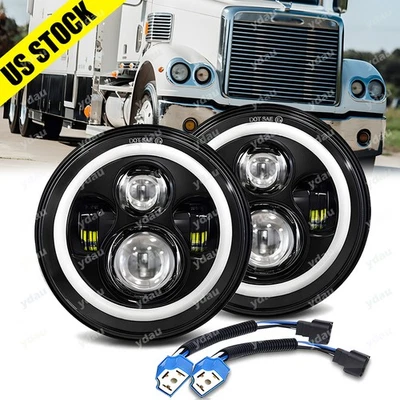 For Freightliner Century Class Pair 7 inch Round LED Headlights upgrade - Image 1 of 4