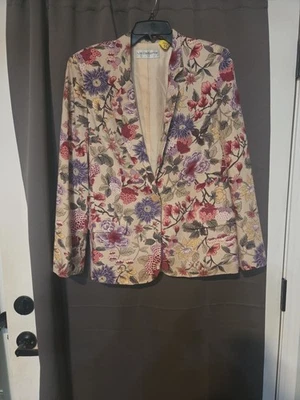 Chaqueta Floral Colección Liz Claiborne, Mujer Talla 6, Blazer Vintage, Rosa Tostado Foto 1 de 4