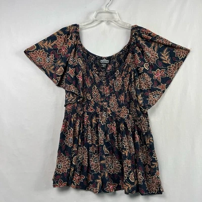 Top Angie Babydoll para mujer 2X floral manga acampanada boho Foto 1 de 4