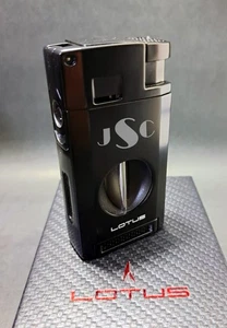Lotus Excalibur Double Torch Lighter with Punch and V-Cutter | Custom Engraved - Picture 1 of 14