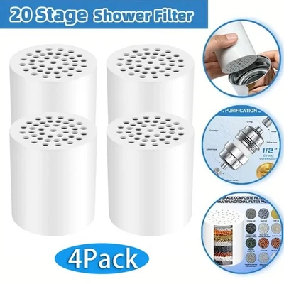 4 Pack 20 Stage Shower Filter Replacement Cartridge Shower Filter for Hard Water - Image 1 of 4