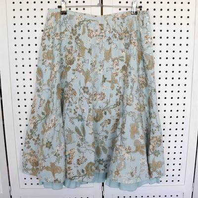 Falda midi vintage de lino floral a medida forrada para mujer TALLA 8 Foto 1 de 4