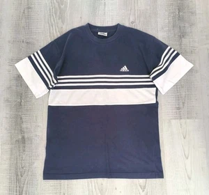 T-shirt Adidas vintage anni 90 a righe / taglia M / blu navy e bianca - Foto 1 di 7