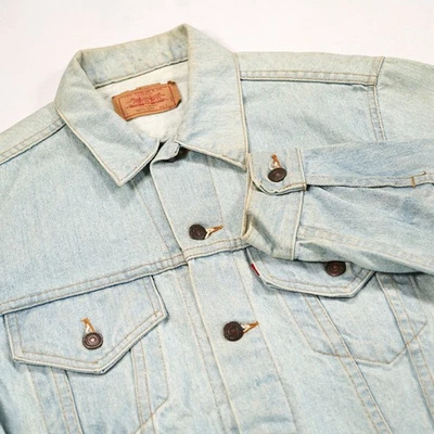 Chaqueta de Camionero Denim Vintage Levi's Para Hombre L Años 80/90 Azul Lavado Claro Hecha en EE. UU. Foto 1 de 4