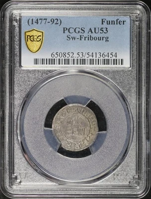 (1477-92) Switzerland Fribourg Silver Fünfer PCGS AU-53 - Image 1 of 4