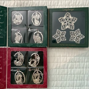 Longaberger Pewter Star & Angel Ornaments In Original Box Vintage Rare 1998-2001 - Picture 1 of 9