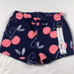 Okie Dokie Navy Blue Pink Cherry Shorts Girl's Size 2T - Picture 1 of 5