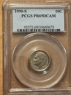 1990-S Roosevelt Dime PCGS PR69DCAM - Image 1 of 2