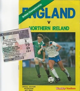 ENGLAND v NORTHERN IRELAND PROGRAMME & MATCH TICKET WEMBLEY 1984 LAST HOME CHAMP - Picture 1 of 2