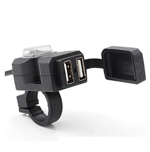 Dual USB Charger For Motorbike Motorcycle Handlebar Port 12V Waterproof Adapter  - Picture 1 of 6