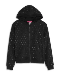 Terez Gems Full Zip Hoodie Toddler Girls' 4 Black Kangaroo Pockets Long Sleeve - Picture 1 of 15