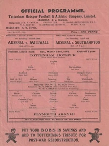 TOTTENHAM v PLYMOUTH 1945/46 FOOTBALL LEAGUE SOUTH - Picture 1 of 1