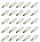 25 Pack C9 Clear Replacement Bulbs for Christmas Lights, E17, 7 Watt, Cool White