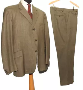 VINTAGE REID & TAYLOR DOGTOOTH TWEED ANZUG 46"" LANG W 40"" BRAUN GRÜN - Bild 1 von 20