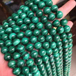 Cuentas sueltas de malaquita verde natural genuina grado A de 6-12 mm para hacer joyas - Imagen 1 de 11