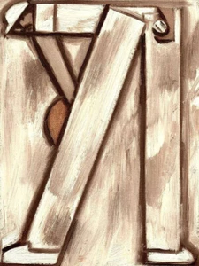 Baseball Painting Modern Geometric Pitcher Cubst Art Original Oil on Canvas - Picture 1 of 1