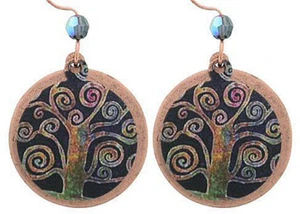 EMMA & IVY ARTWORK EARRINGS - GORGEOUS TREE OF LIFE- BLUE CRYSTALS- K403 - Picture 1 of 1