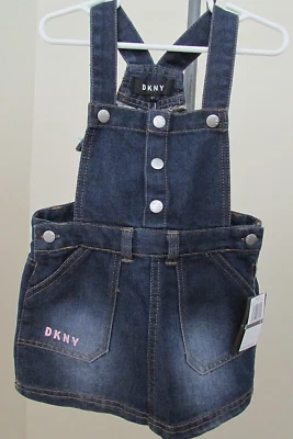 DKNY Girls Toddler denim blue jean overall dress- 4 T- NWT-$48.00 - Image 1 of 4