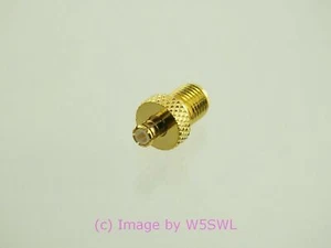 MCX Plug to SMA Female Coax Adapter Connector Gold - by W5SWL - Picture 1 of 1
