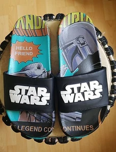 Star Wars Mandalorian Grogu Mens Slide On Flip Flops Size 9 - Picture 1 of 8