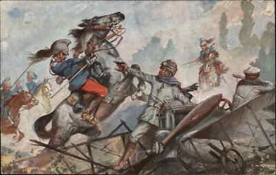 Alcohol Underberg Publicidad Batalla Escena Militar Caballo Accidente Avión PC Foto 1 de 2