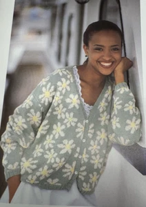 Kim Hargreaves Daisy Cardigan Kit - Vintage Rowan Glace and Wool Cotton - Picture 1 of 2