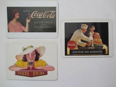 SET OF THREE VINTAGE COCA COLA COKE  GIRL MAGNETIC POST CARD NEW 1994 - Image 1 of 2