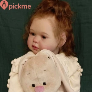 Muñeca bebé renacida Alin 28 pulgadas acabado marrón pelo rizado niña muñecas acompañantes - Imagen 1 de 4