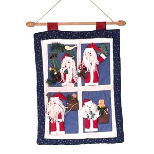Tapestry Santa Claus Christmas Wall Hanging Handmade 3D Detail 17" x 12" - Picture 1 of 7