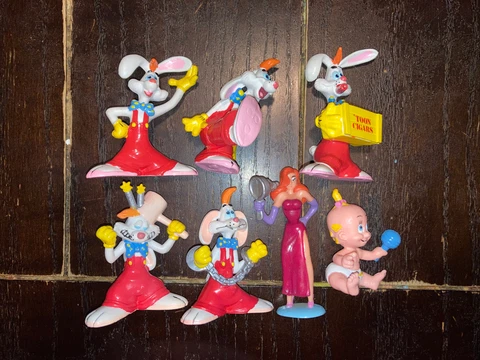Vintage 1987 Who Framed Roger Rabbit Action Figure Set of 7 - Disney Amblin RARE Cover