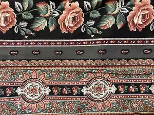 Vintage Cranston Fabric Mauve Rose Paisley Stripe Black Grey .75Y x 44" Width - Picture 1 of 3