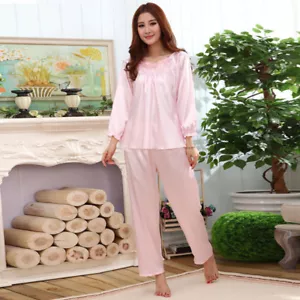 NUOVO set pigiama donna seta raso pigiama e accappatoi camicia da notte camicia da notte P051 L,XL - Foto 1 di 12