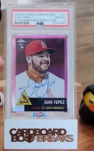 JUAN YEPEZ 2022 🔥🔥 TOPPS CHROME PLATINUM 9/15 PINK REFRACTOR AUTO PSA 10/POP 1 - Picture 1 of 3