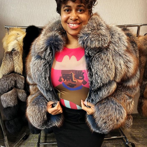 VETEMENTS Cappotto donna vera pelliccia di volpe argento giacca corta invernale pelliccia calda cappotto pelliccia trendy