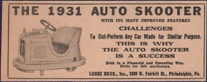 1931 Vintage LUSSE BROS. Auto Skooter Amusement Ride Carnival Fair Print Ad - Picture 1 of 1