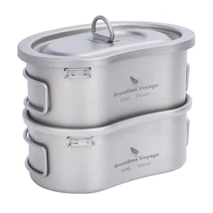 Boundless Voyage Titanium Canteen Mess Kit with Lid and Folding Handle Ultral... - Picture 1 of 9