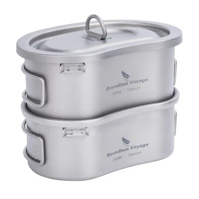 Boundless Voyage Titanium Canteen Mess Kit with Lid and Folding Handle Ultral... - Image 1 of 4