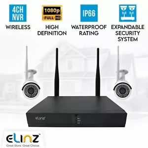 4CH CCTV Wireless Security System 2MP 2x IP WiFi Camera 1080P NVR Outdoor No HDD - Picture 1 of 12