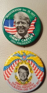 2 De colección. Presidente Jimmy Carter ~ Día de la Inauguración 20 de enero 1977 Botón Pinback  - Imagen 1 de 3