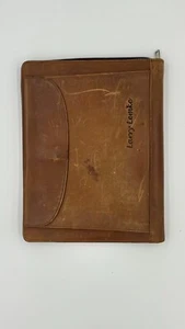 📁 Vintage Genuine Leather Zippered Portfolio Padfolio Organizer Larry Lemke - Picture 1 of 3