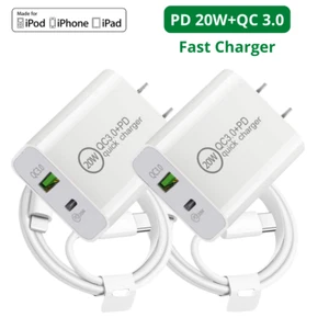 Fast Wall Charger Block PD 20W Power USB C Adapter For iPhone 14 13 12 11 X Lot - Picture 1 of 13