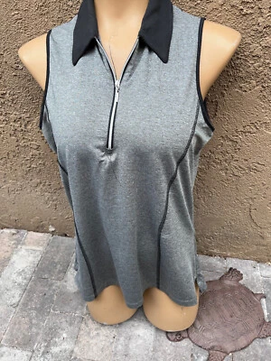 Top deportivo PGA Tour GRIS con ribete negro 1/2 cremallera sin mangas - Para mujer M Foto 1 de 4